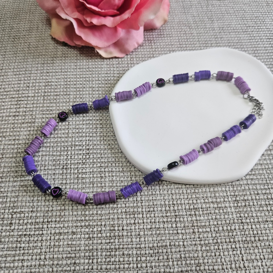 Collana Punto e Virgola con cuoricino in acciaio Giallo fluo