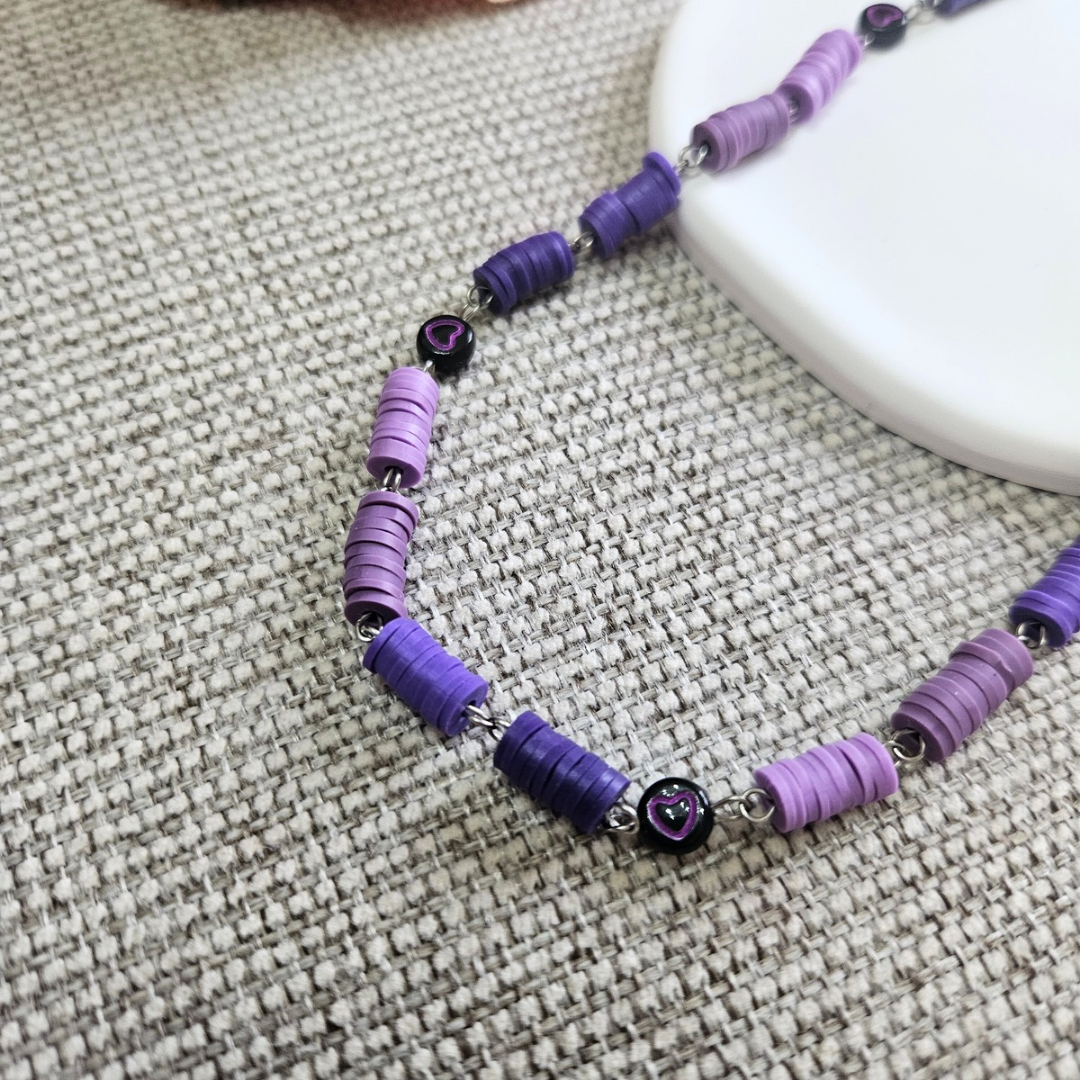 Collana Punto e Virgola con cuoricino in acciaio Giallo fluo